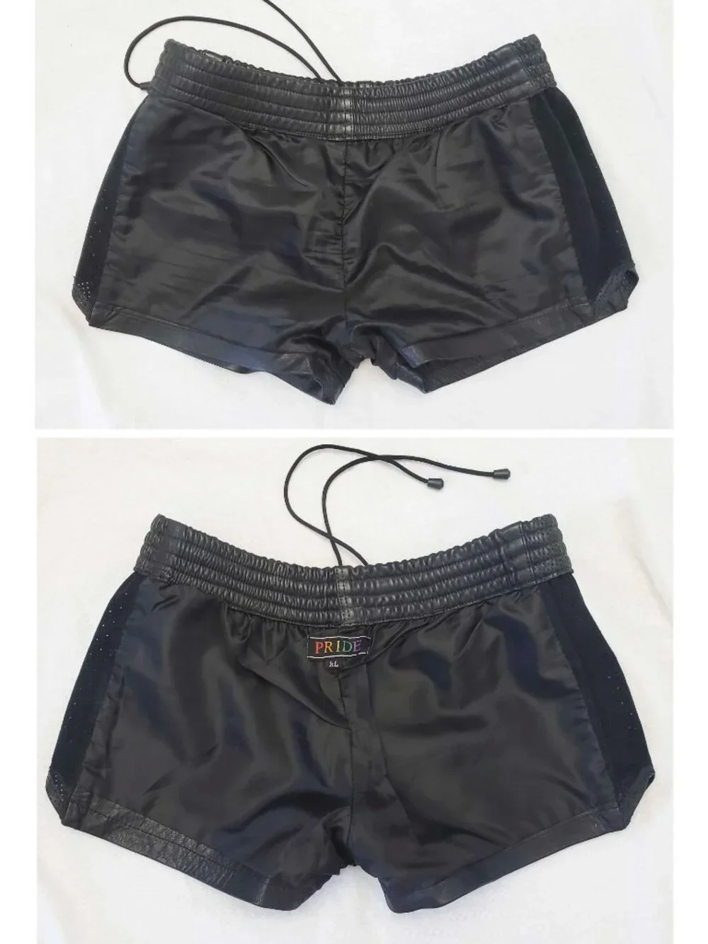 Vintage Pride Men's Black Leather Athletic Style Shorts XL